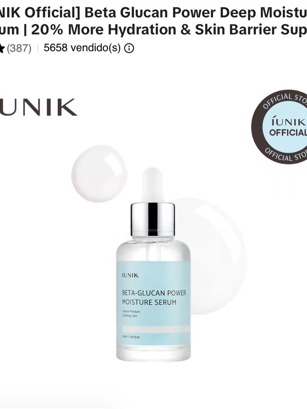 Unik Beta-Glucan Power Moisture Serum — Light Blue & Silver